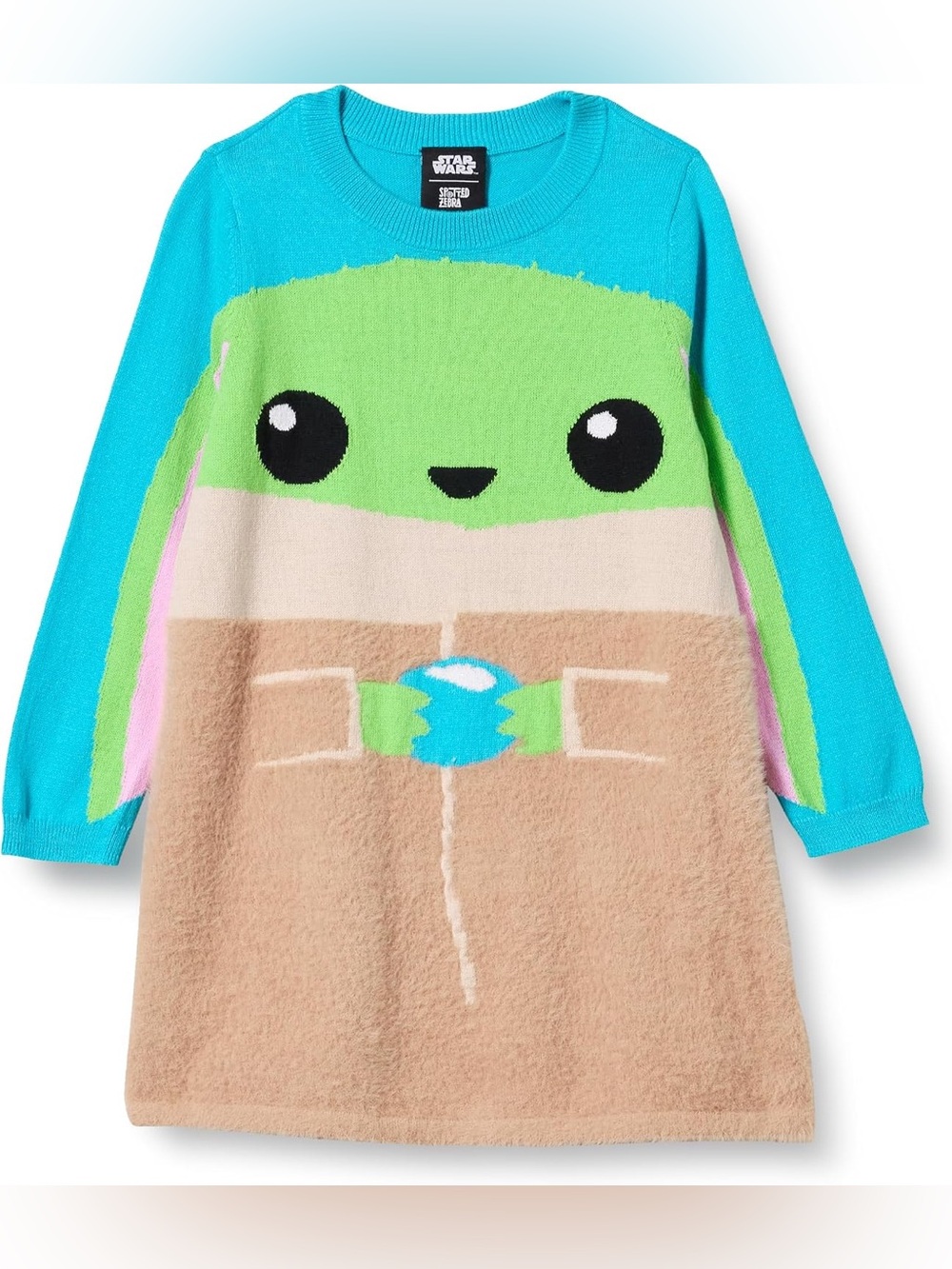 Star Wars Kids Turquoise Green Pink Baby Yoda Fuzzy Dress